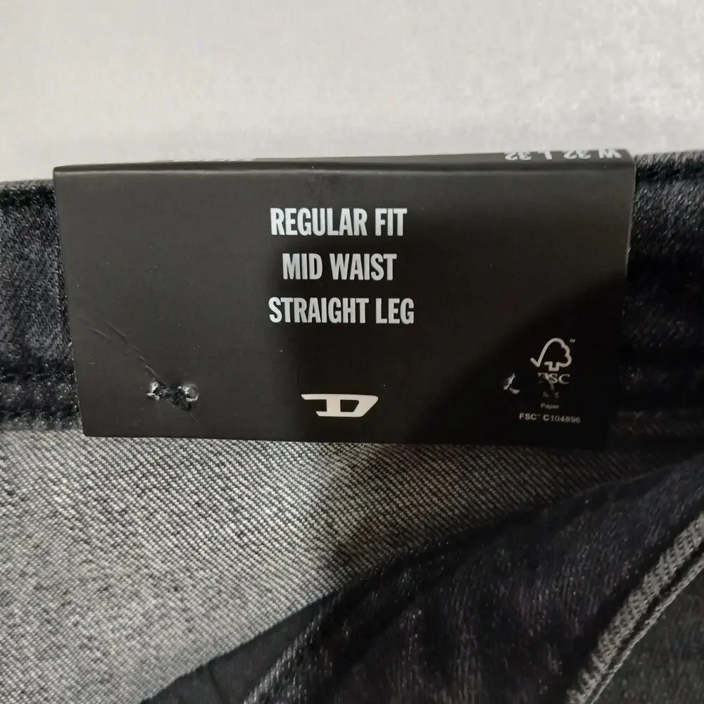 DIESEL Jeans Mens 32x32 Safado X Straight Black NWT RM063 Button Fly - Picture 7 of 16